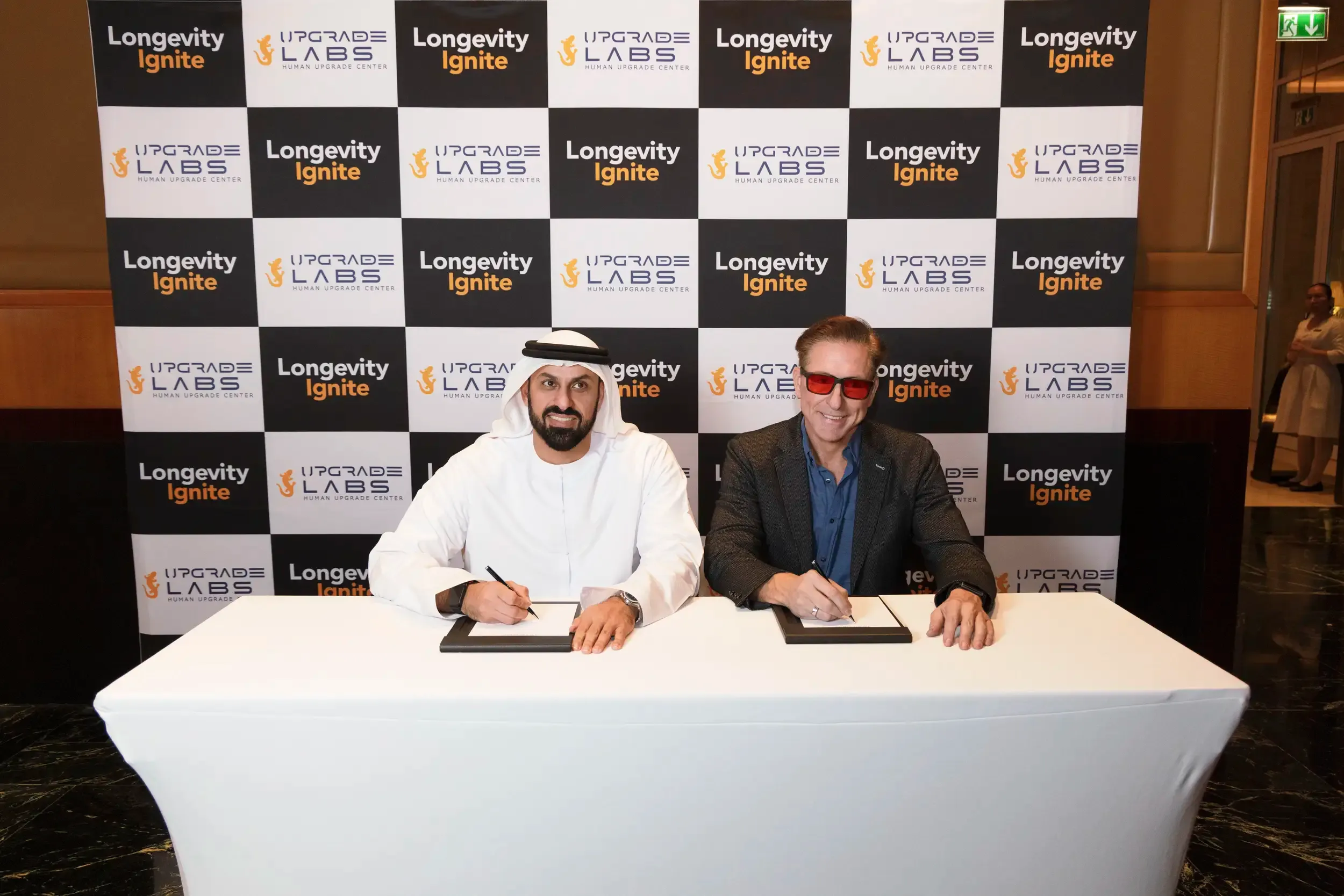 Corporate signing ceremony for Upgrade Labs / Longevity Ignite with Dave Asprey and an Emirati partner